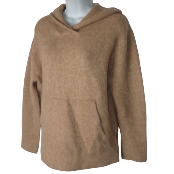 Vince Wool Alpaca Oversized Kangaroo Pocket Hoodie Size XS Tan‎ Sweater - Picture 2 of 7